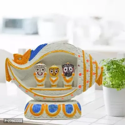 Real Craft Shankh Shell Carving of Jagannath Deity Decorative Showpiece