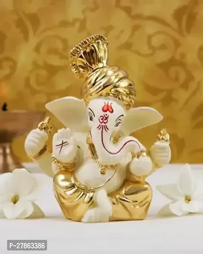 Gold Art India Gold Art India Gold plated off white pagdi Ganesha Lord Ganesha for Gift Ganesha