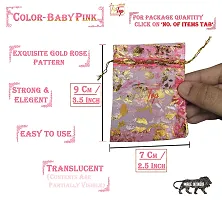 TIPTOP DECORATION Gold Printed Potli Pouch Batwa Bags For Gift Shagun Nikah Return (Size 7X9 Cm) (Floral Pattern)-thumb1