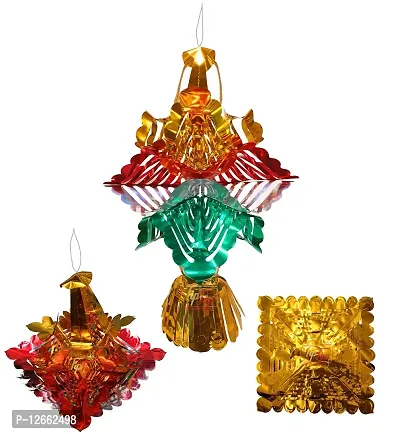 TIPTOP DECORATION Finest Folding Paper Hanging Lamps Chandeliers Garland (Multicolor)
