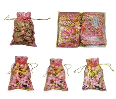 TIPTOP DECORATION Gold Printed Potli Pouch Batwa Bags For Gift Shagun Nikah Return (Size 7X9 Cm) (Floral Pattern)-thumb3