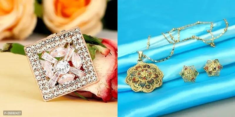 Stylish Necklace And Earrings Sets With Ring Finger For Women