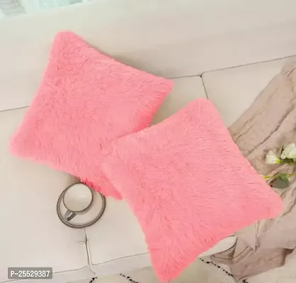 Stylish Pink Polyester Solid Cushion Covers Pack Of 2-thumb0