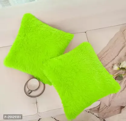 Stylish Green Polyester Solid Cushion Covers Pack Of 2-thumb0