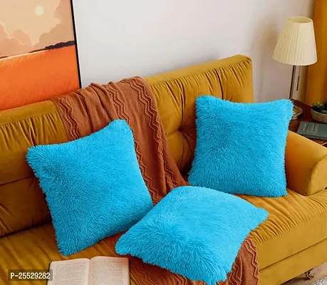 Stylish Blue Polyester Solid Cushion Covers-thumb0