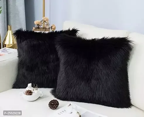 Stylish Black Polyester Solid Cushion Covers