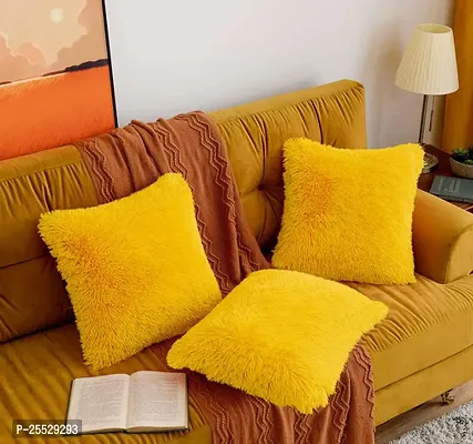 Stylish Yellow Polyester Solid Cushion Covers-thumb0