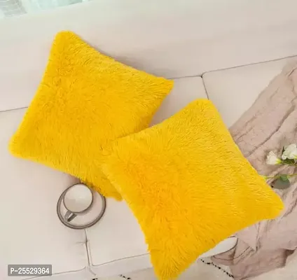 Stylish Yellow Polyester Solid Cushion Covers Pack Of 2-thumb0