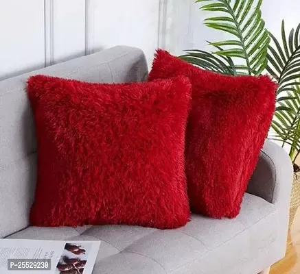 Stylish Red Polyester Solid Cushion Covers