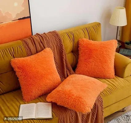 Stylish Orange Polyester Solid Cushion Covers