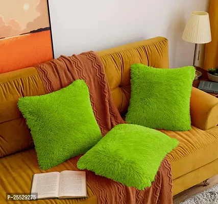 Stylish Green Polyester Solid Cushion Covers-thumb0