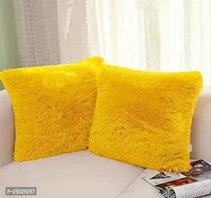 Stylish Yellow Polyester Solid Cushion Covers Pack Of 2