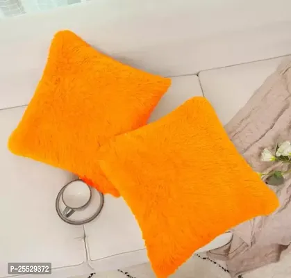 Stylish Orange Polyester Solid Cushion Covers Pack Of 2