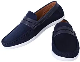 BLUEPOP Synthetic Casual Loafer Shoes Loafers for Men, Stylish Loafer (Blue, Medium, 9) (Blue, Numeric_7)-thumb3