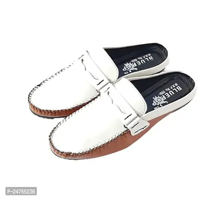 BLUE POP Men's Loafer Genuine-Leather-Men-s-Flats-Loafers-Slip-on-Scuffs-Patchwork-Soft-Buckle-Summer Moccasin, Stylish Loafer, Loafer, Flat Loafer, Casual Loafer. (Designer-White, Numeric_8)-thumb4