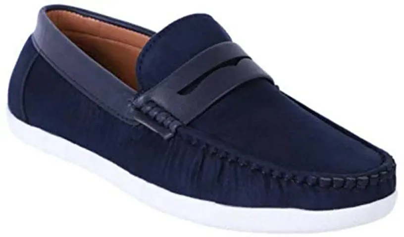 BLUEPOP Synthetic Casual Loafer Shoes Loafers for Men, Stylish Loafer (Blue, Medium, 9) (Blue, Numeric_7)