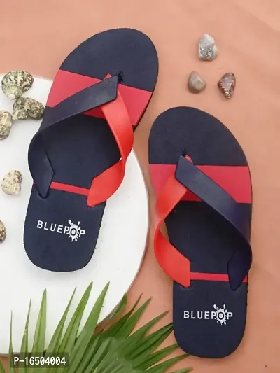Bluepop Red Navy Daily Wear Soft Casual Slipper For Men-thumb0