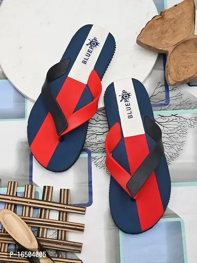 Bluepop Dual Red Navy Daily Wear Soft Casual Slipper For Men-thumb0