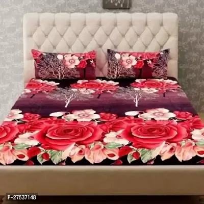 GHF Premium 160 TC Latest Beautiful 3D bedsheet Double Bed Polycotton with Two Pillow Covers-thumb0