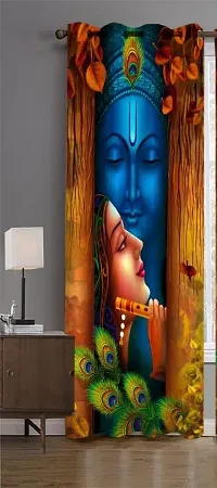 HHF DECOR Polyester 3D God Radha Krishna Digital Printed Pack of 1 Pecs Curtain for