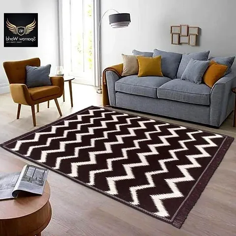 JB Traders Carpet for Home Living Room - Chenille Bedside Zig-Zag Design Rugs Mat Carpet Modern Soft Touch Rug Runner for Bedroom, Size - 5 feet * 7 feet (5X7) Weight- 1.7 kg