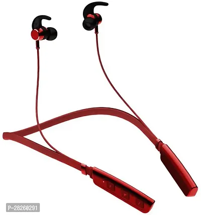 Red In-ear Bluetooth Wireless Neckband With Microphone-thumb0