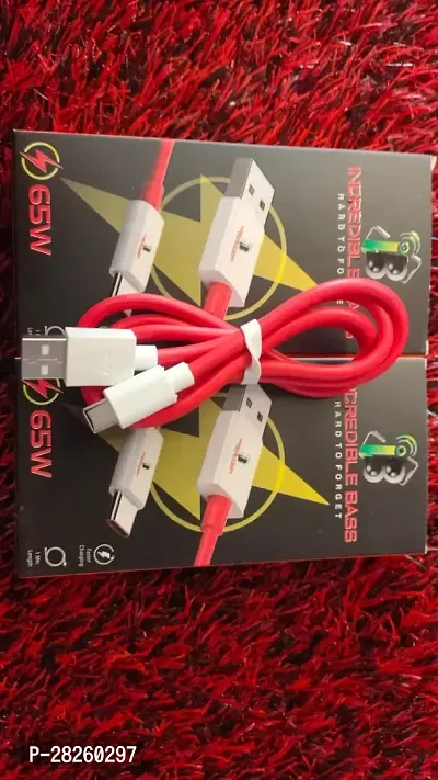 Incredible Bass Type C Cable 65W Fast Charging Pack Of 2