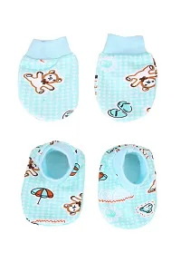 Mom's Darling Cotton Mittens and Booties for New Born Baby (0-6 Months)- Pack of 4 Pairs | Cotton Gloves with Gentle Elastic Wristbands  Booties for Baby 0 to 6 Months| New Born Baby Products-thumb2