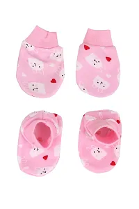 Mom's Darling Cotton Mittens and Booties for New Born Baby (0-6 Months)- Pack of 4 Pairs | Cotton Gloves with Gentle Elastic Wristbands  Booties for Baby 0 to 6 Months| New Born Baby Products-thumb4