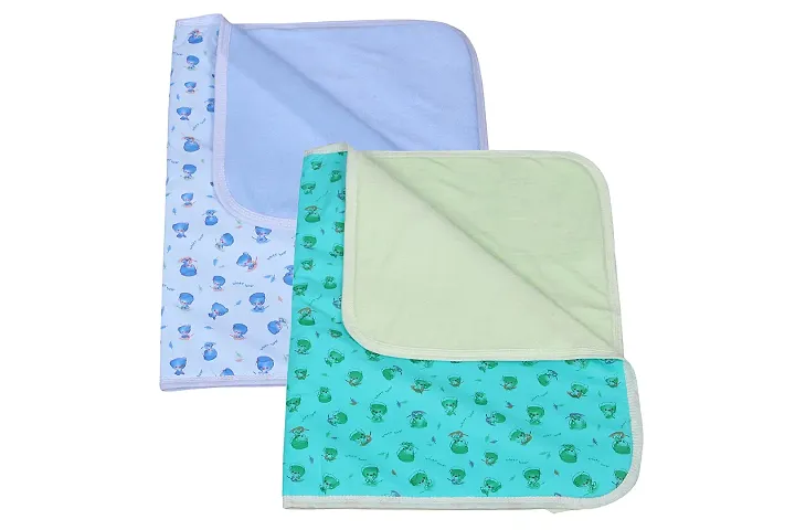Mom's Darling 3 Layer Bed Protector Waterproof for Baby with Towel | Baby Bed Sheet Waterproof| Plastic Bed Sheet for Baby Urine| Diaper Changing mats for Baby| L= 76cm / W= 51cm | Pack of 2