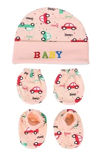Mom's Darling Newborn Baby Cotton Cap, Mitten and Booties Combo Set | Infant Cap Set | Mittens Set | Bootie Set | Kids Gloves  Socks Set | Baby Gift Set | 0-12 Months | Pack of 3 Sets - Multicolor.-thumb1