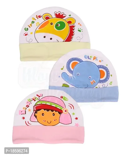 MOM'S DARLING Baby caps for New Born 0-6 Months - (Pack of 3) | Cotton Baby Cap Set for New Born Baby boy  Girls| New Born Baby Products/Essentials| Baby Shower Gifts| New Born Baby Cap | Multicolor