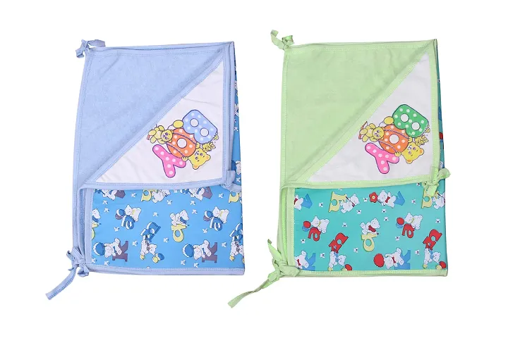 Mom's Darling 3 Layer Bed Protector Waterproof for Baby with Towel | Baby Bed Sheet Waterproof| Plastic Bed Sheet for Baby Urine| Diaper Changing mats for Baby| L= 76cm / W= 51cm | Pack of 2 Pieces.