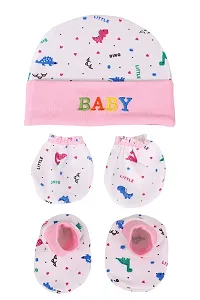 Mom's Darling Newborn Baby Cotton Cap, Mitten and Booties Combo Set | Infant Cap Set | Mittens Set | Bootie Set | Kids Gloves  Socks Set | Baby Gift Set | 0-12 Months | Pack of 3 Sets - Multicolor.-thumb3
