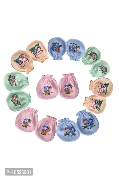 Mom's Darling Cotton Mittens for New Born Baby (0-6 Months)- Pack of 6 Pairs | Cotton Gloves with Gentle Elastic Wristbands for Baby 0 to 6 Months| New Born Baby Products. Multicolor-thumb0