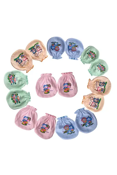 Mom's Darling Cotton Mittens for New Born Baby (0-6 Months)- Pack of 6 Pairs | Cotton Gloves with Gentle Elastic Wristbands for Baby 0 to 6 Months| New Born Baby Products. Multicolor