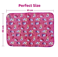 Mom's Darling Baby Bed Protector Waterproof Plastic Sheets, Urine Matress Protector Sheets, Baby Diaper Changing Sheets, Soft Foam Cushioned Sheets/ PERFECT SIZE FOR 0-4 Months BABY /Pack of 3 piece/ABC Print/Multicolor/ SMALL (L-61CM  W-46CM)-thumb1