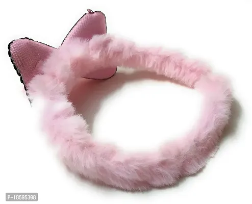 Mom's Darling Hair Accessories, Sequins + Furr Double Bow attached onto the Furry Hairband Headband for Baby Girl/Girls/Women. Pack of 1 piece. Color- BABY PINK, Multicolor (Model: MD Sequins D.Bow furr HAIR BAND 2)-thumb3