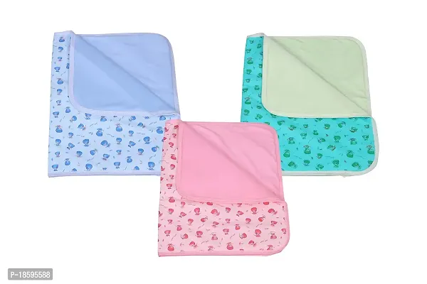 Mom's Darling 3 Layer Bed Protector Waterproof for Baby with Towel | Baby Bed Sheet Waterproof| Plastic Bed Sheet for Baby Urine| Diaper Changing mats for Baby| L= 76cm / W= 51cm | Pack of 3.-thumb0