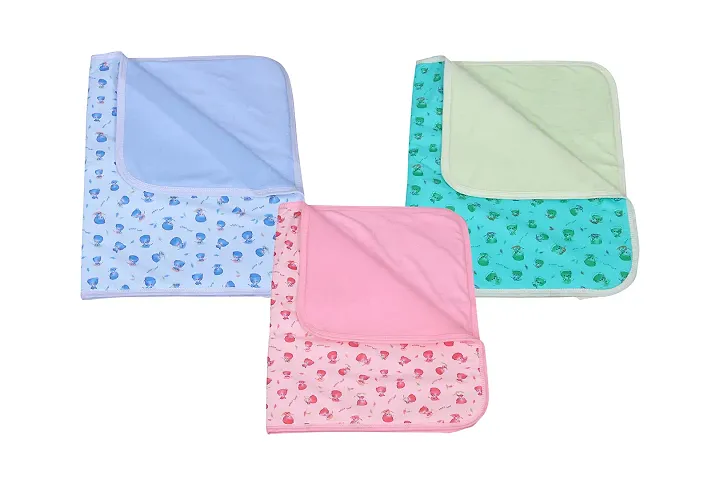 Mom's Darling 3 Layer Bed Protector Waterproof for Baby with Towel | Baby Bed Sheet Waterproof| Plastic Bed Sheet for Baby Urine| Diaper Changing mats for Baby| L= 76cm / W= 51cm | Pack of 3.