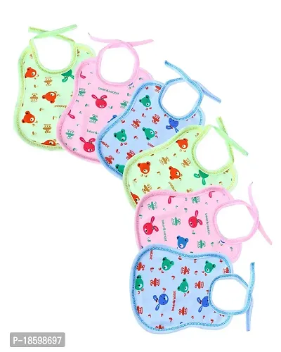 MOM'S DARLING Cotton Bibs for New born Baby 0 to 6 months(pack of 6 Pieces) | Baby Apron | Baby Feeding Bib | New Born Baby Products/Essential | Baby Shower Gift| Multicolor-thumb0