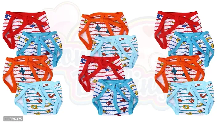 Mom's Darling Cotton Nappies for new born baby 0-6 months (Pack of 12) | Cotton baby langot | Soft, washable  reusable cloth diaper for new born baby| New born baby products/essentials | Multicolor.-thumb0