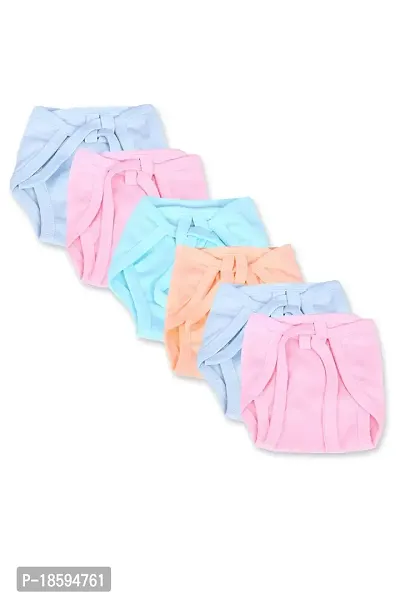 Mom's Darling Cotton Nappies for new born baby 0-6 months (Pack of 6) | Cotton baby langot | Soft, washable  reusable cloth diaper for new born baby| New born baby products/essentials | Multicolor.-thumb0