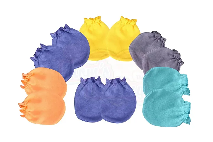 MOM'S DARLING Cotton Mittens for New Born Baby (0-6 Months)- Pack of 6 Pairs | Cotton Gloves with Gentle Elastic for Baby 0 to 6 Months| New Born Baby Products | Multicolor.
