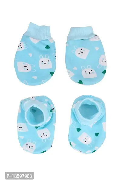 MOM'S DARLING Cotton mittens and booties for new born baby (0-6 months)- Pack of 4 pairs | Cotton Gloves with gentle elastic wristbands  booties for baby 0 to 6 months | New born baby products.-thumb5