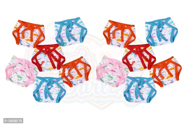 Mom's Darling Cotton Nappies for new born baby 0-6 months (Pack of 12) | Cotton baby langot | Soft, washable  reusable cloth diaper for new born baby| New born baby products/essentials |Multicolor.