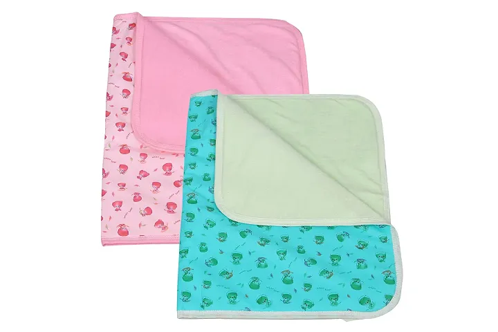 Mom's Darling 3 Layer Bed Protector Waterproof for Baby with Towel | Baby Bed Sheet Waterproof| Plastic Bed Sheet for Baby Urine| Diaper Changing mats for Baby| L= 76cm / W= 51cm | Pack of 2.