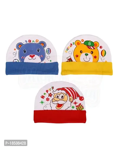 MOM'S DARLING Baby caps for New Born 0-6 Months - (Pack of 3) | Cotton Baby Cap Set for New Born Baby boy  Girls| New Born Baby Products/Essentials| Baby Shower Gifts| New Born Baby Cap. Multicolor