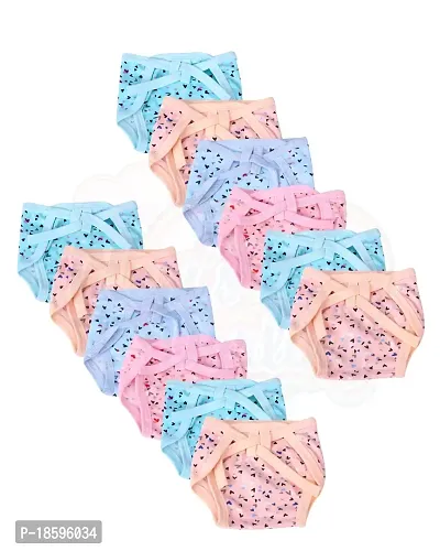 Mom's Darling Cotton Nappies for new born baby 0-6 months (Pack of 12) | Cotton baby langot | Soft, washable  reusable cloth diaper for new born baby| New born baby products/essentials |Multicolor-thumb0