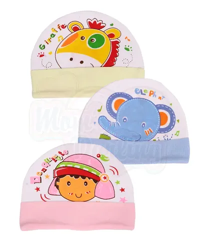 Mom's Darling Baby caps for New Born 0-12 Months (Pack of 3) | Baby Cap Set for New Born Baby boy Girls| New Born Baby Products/Essentials| Baby Shower Gifts| New Born Baby Cap |